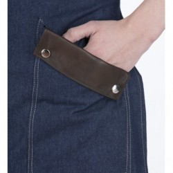 New Collections Barista Jean With Leather Pockets Apron P3201