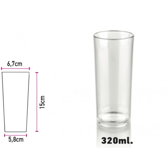 Ποτήρι Polycarbonate Σωλήνας 320ml