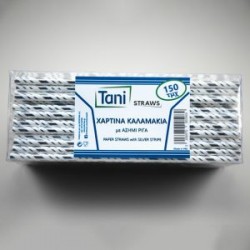 Tani Paper Straws With Silver Stripe 150pcs