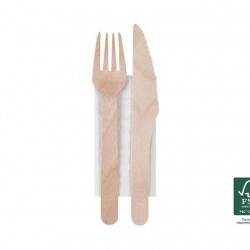 Tessera Bio Products Wooden Fork-Knife-Napkin 16 cm 100pcs