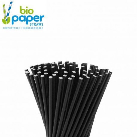 Bio Paper Paper Straw Thick Straight Black 250pcs