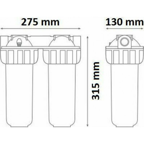 Atlas Filtri Senior Duplex Plus 3P AFO SX TS Housing Συσκευή Φίλτρου Νερού Κεντρικής Παροχής 3/4”